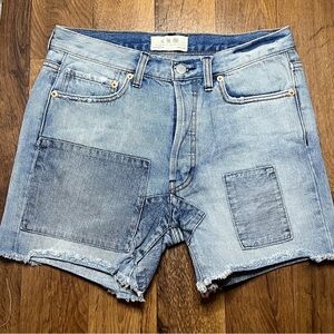 We the Free patch jean short with raw hem button fly size 25